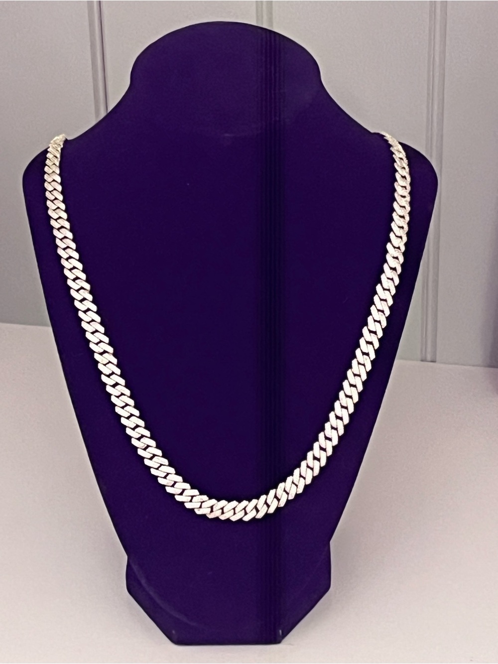 Sterling Silver Cuban Link Chain Necklace - Length 24”